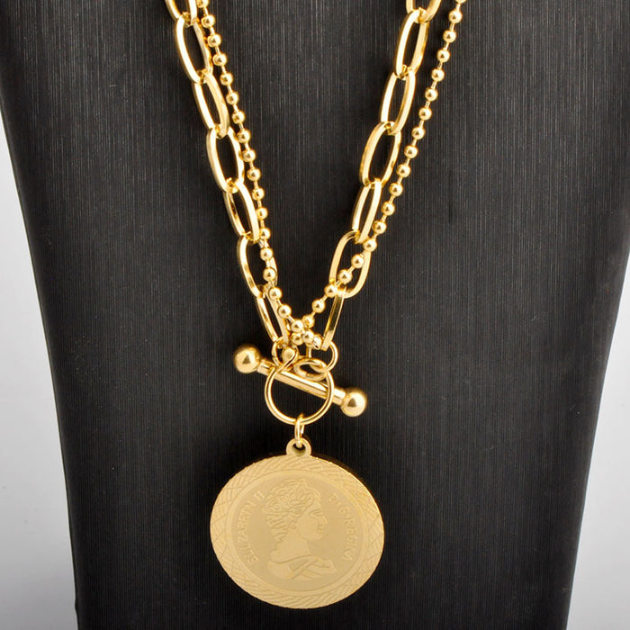 Wholesale  steel beauty head necklace sweater chain