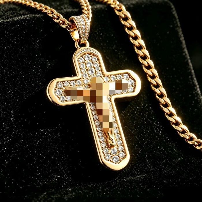 Wholesale color-preserving full diamond cross pendant necklace jewelry