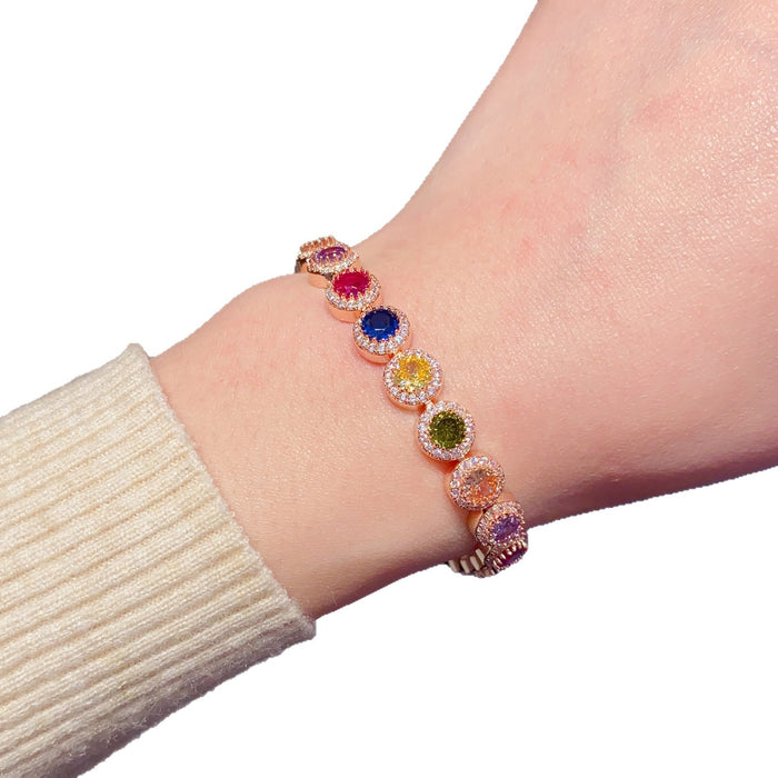Wholesale Rainbow Round Zircon Bracelet Jewelry Accessory