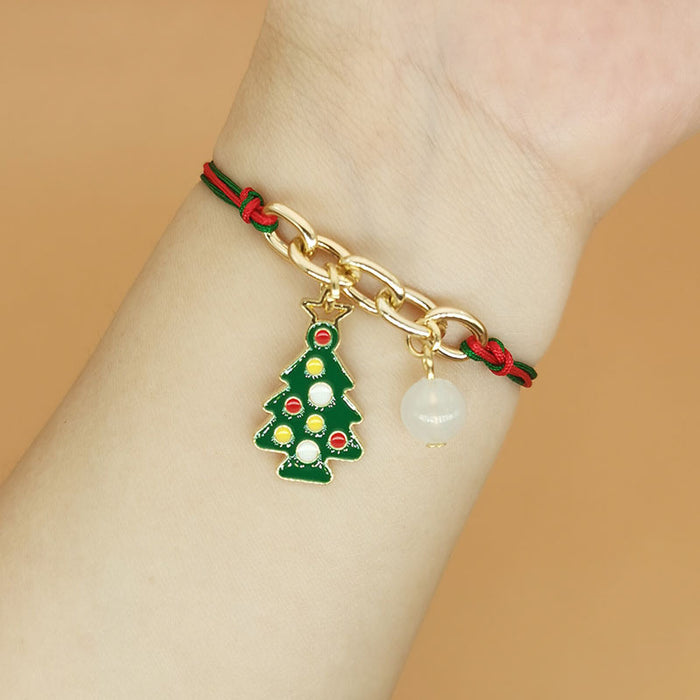 Wholesale Luminous Christmas Woven Bracelet Alloy  Tree Bell Snowflake Lucky Bag Luminous Hand Ornaments