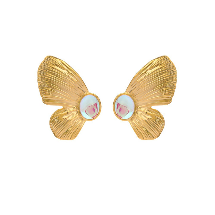 Wholesale Butterfly Symmetrical Stainless Steel Earrings, Personalized Fashion, Exaggerated Design, Titanium Steel Earrings