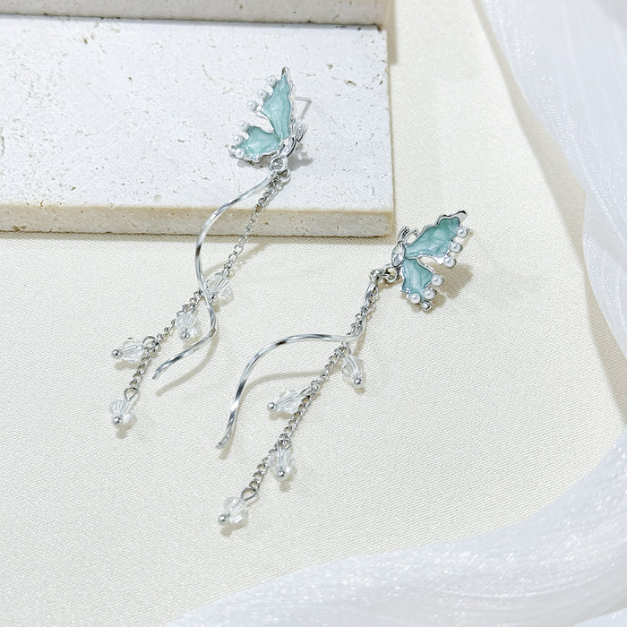 Wholesale Light luxury niche pearl flower earrings with tassels, fashionable and atmospheric earrings