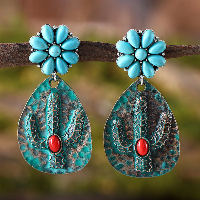 Wholesale Bohemian Natural Stone Flower Earrings JDC-ES-Jings004