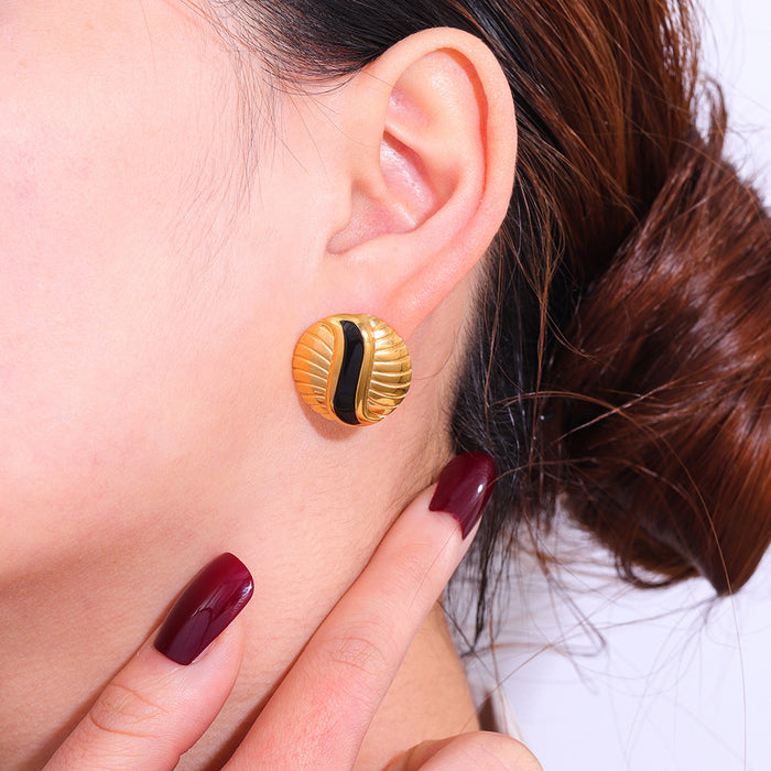 Wholesale Rectangular spiral pattern design earrings, niche retro earrings wholesale