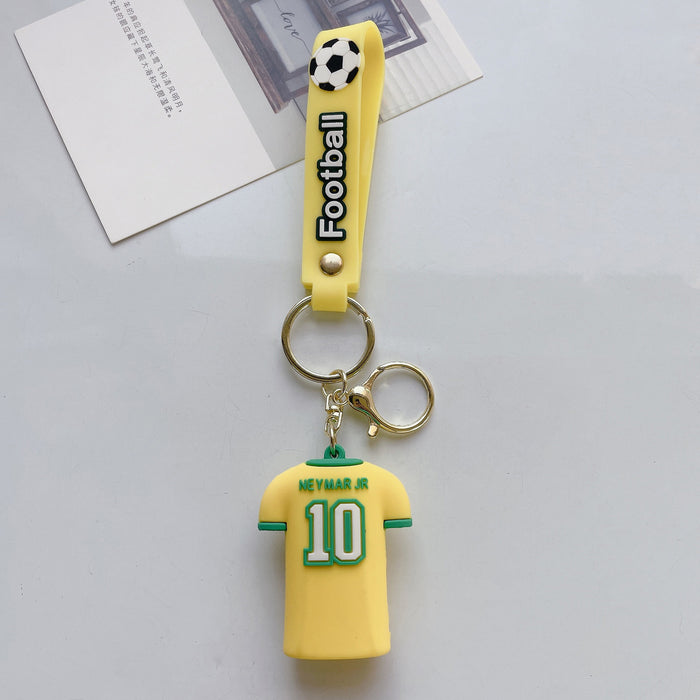 Wholesale Cartoon Doll Soccer Uniform Ball Silicone Keychain JDC-KC-JuShu040