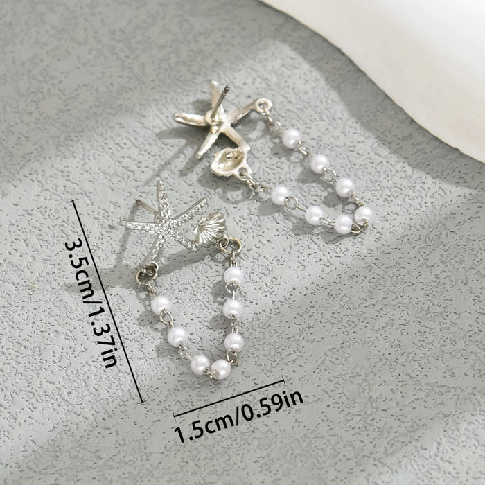 Wholesale Women's Earrings Star Shell String Pearl Design Earrings