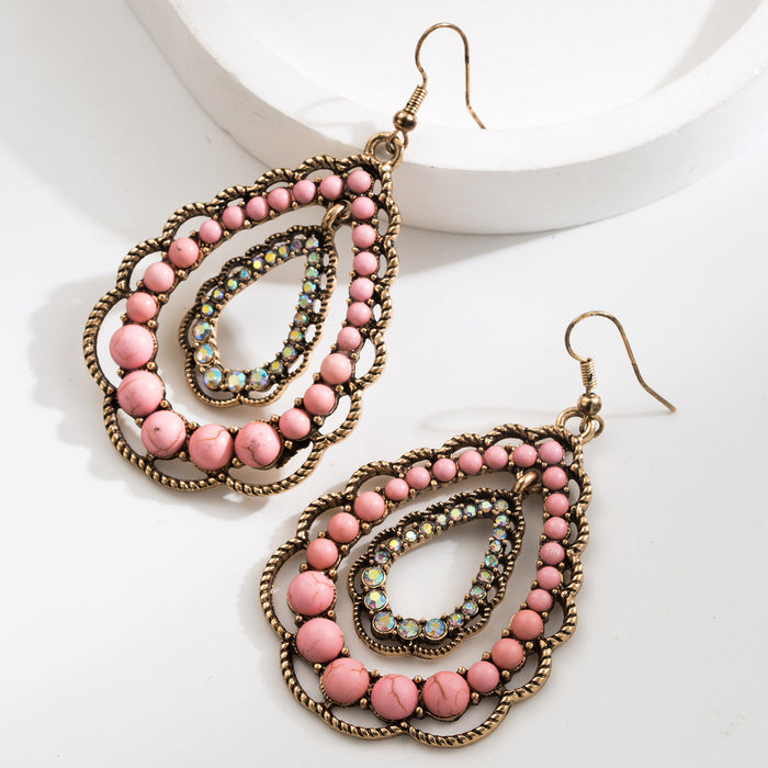 Wholesale Geometric teardrop-shaped turquoise earrings