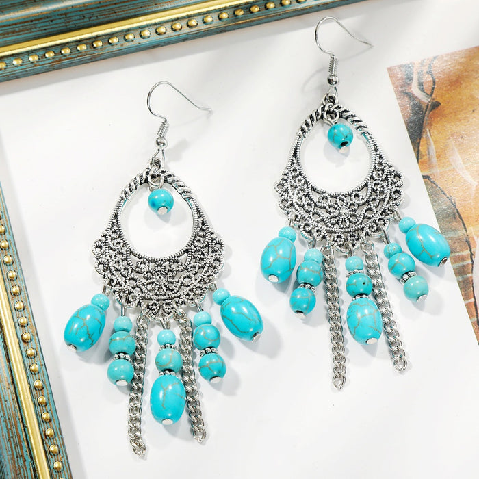 Wholesale Bohemian Retro Vintage Turquoise Earring Set