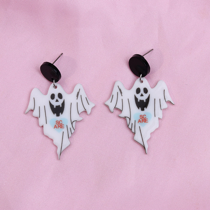 Wholesale  Rainbow Ghost printed acrylic earrings cartoon cute mushroom ghost earrings ear jewelry
