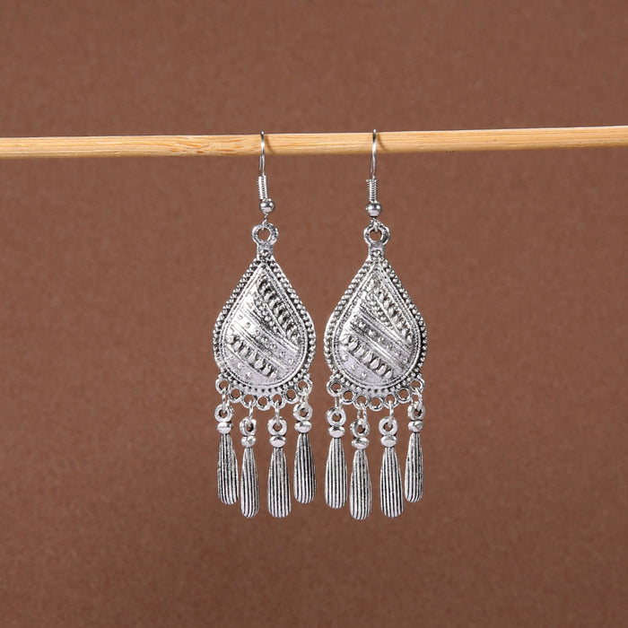 Wholesale Alloy Bohemian Tassel Long Ethnic Style Earrings JDC-ES-Gumi009