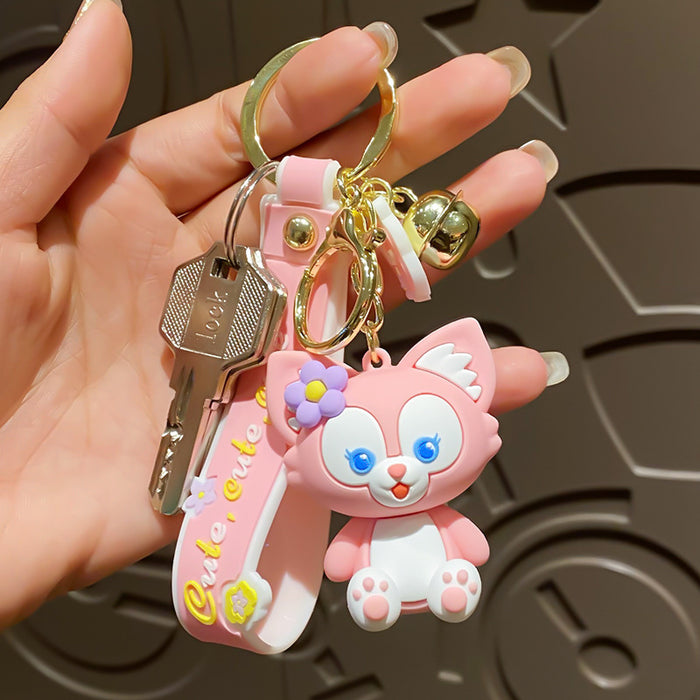 Wholesale Cartoon Cute Car Epoxy Pendant Pink Fox Couple Backpack Keychain