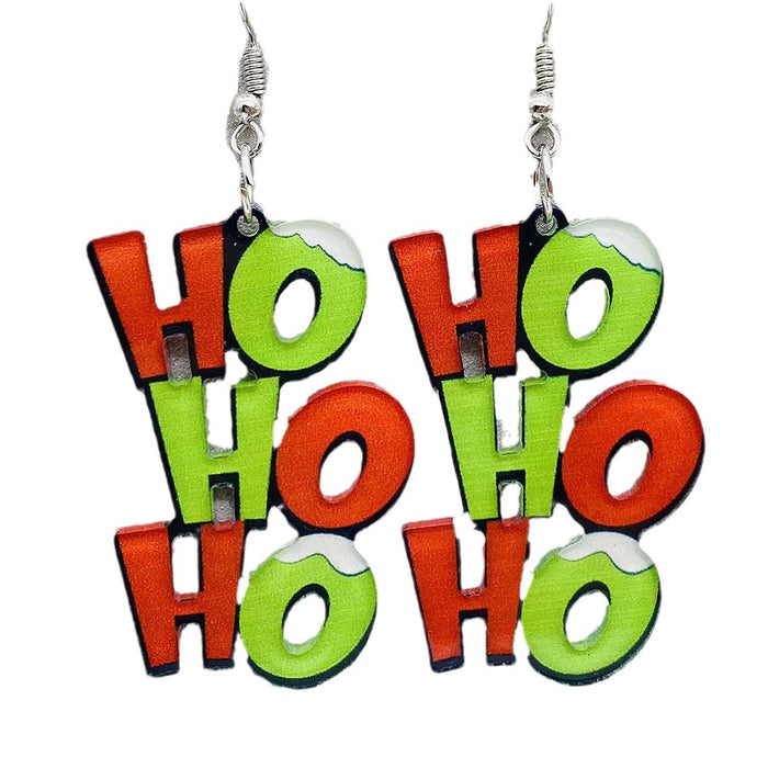 Wholesale Christmas Acrylic Santa Claus Asymmetric Earrings JDC-ES-Chengy042