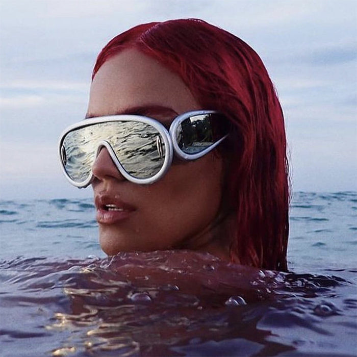 Wholesale Personalized large frame one-piece sunglasses, fashionable and trendy sunglasses