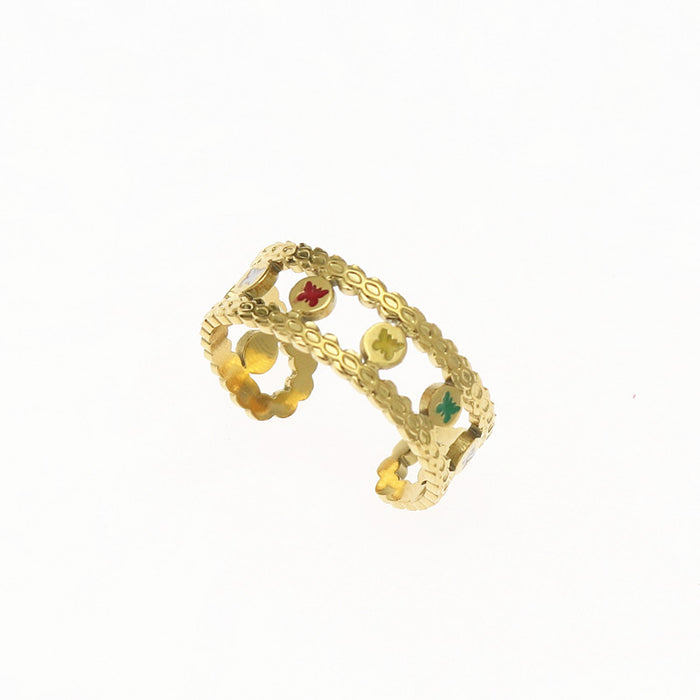 Wholesale Vintage butterfly hollowed out ring with copper gold-plated opening and adjustable high-end feel