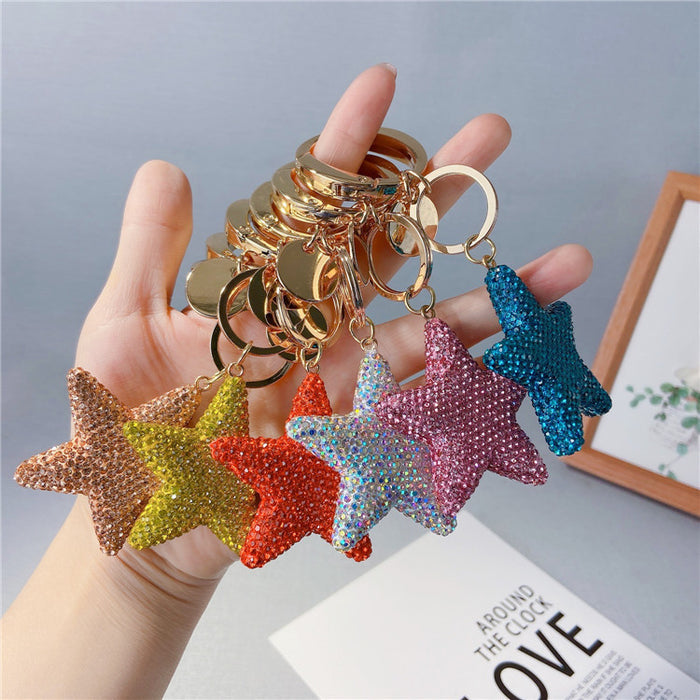 Wholesale Rhinestone Five-pointed Star Keychain JDC-KC-LX056