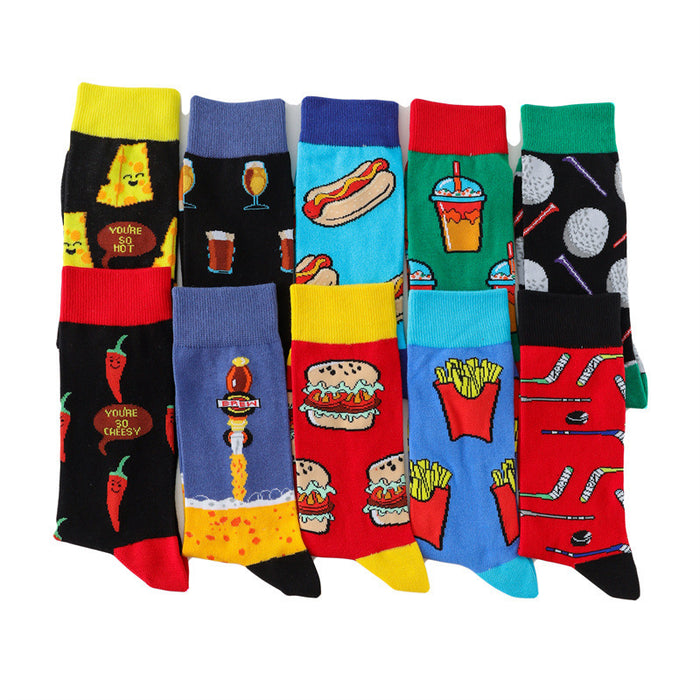 Wholesale Hamburger Fries Socks Knees Fruit Plant Socks