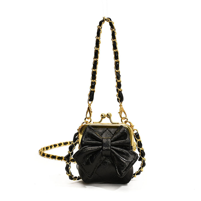 Wholesale Single shoulder bag fashion diamond grid solid color bow crossbody bag new chain