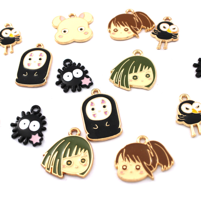 Wholesale 10pcs  Cartoon Faceless Men' s Small Coal Ball Accessories Accessories Earrings Earrings Necklace Pendant diy Oil Dropping Alloy