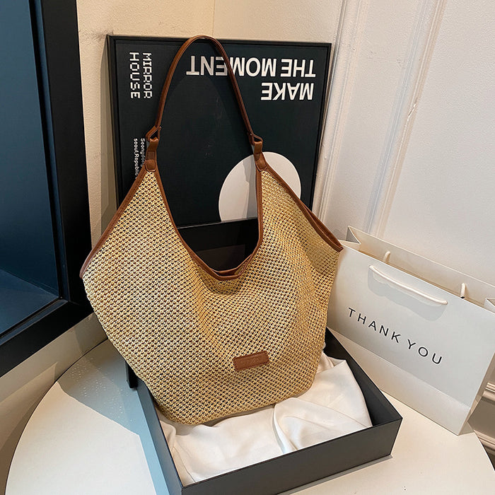 Wholesale Woven bag versatile fashion niche one shoulder bucket bag beach bag