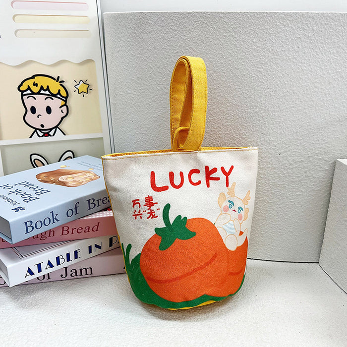Wholesale Cartoon Canvas Bucket Bag Cute Small Bag