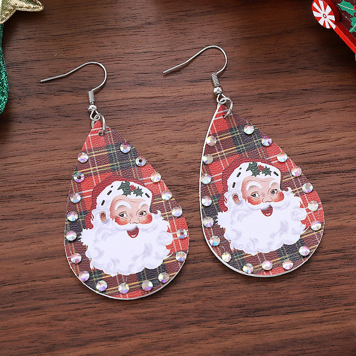 Wholesale Christmas Drop Earrings Leather Resale Jewelry Accessory