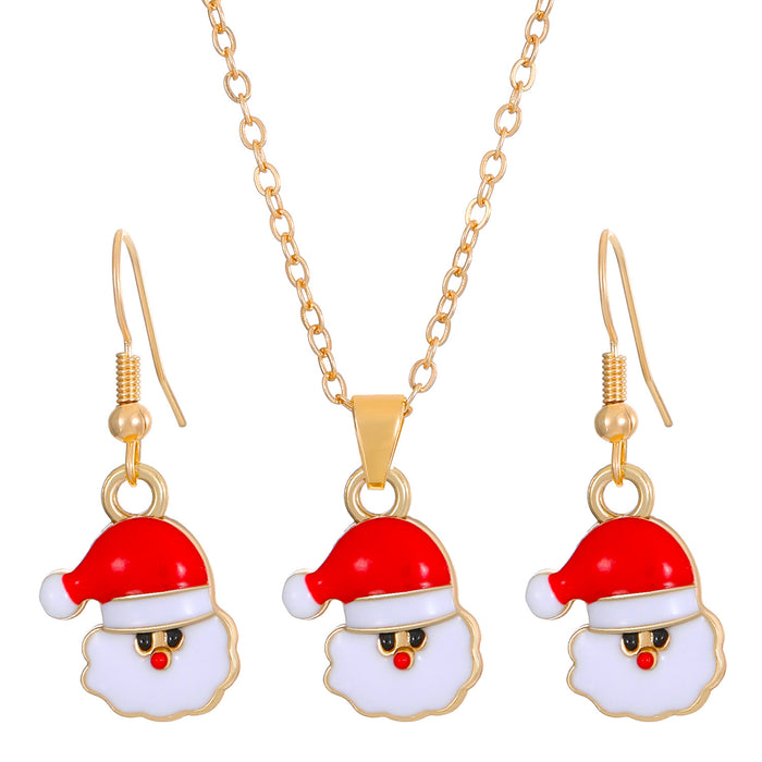Wholesale Christmas Tree Necklace Christmas Ornaments Elk Socks  Snowman Necklace Earrings Set