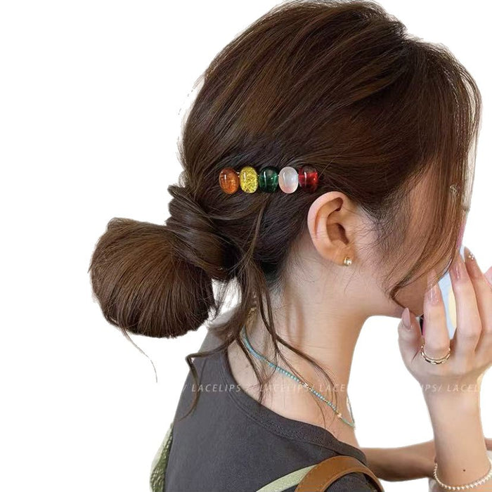 Wholesale Trendy Rainbow Oval Alloy Hair Clip for Everyday Styling Boutique Resale MOQ≥2