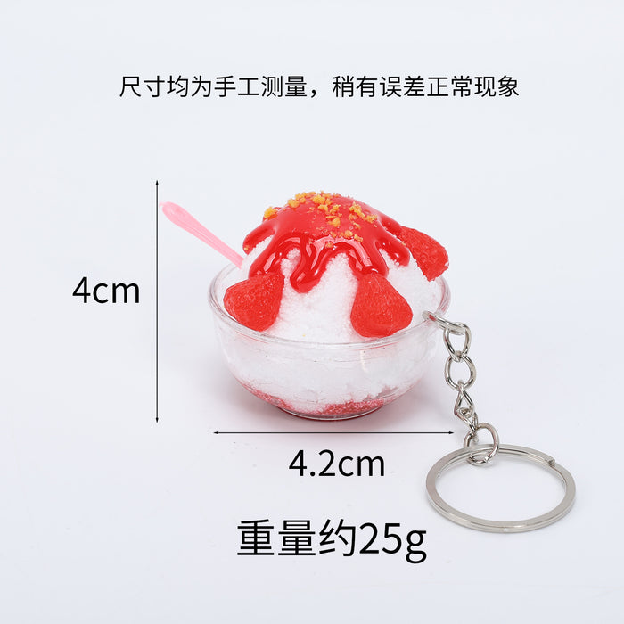 Wholesale Simulated Fruit Shaved Ice Food Pendant In PVC Trendy Bag Charm And Car Key Accessory For Summer MOQ≥5