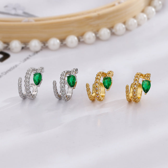 Wholesale   snake-shaped ear clip ear bone clip  multi-layer design without pierced full diamond zircon earrings