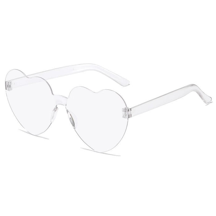 Wholesale Love sunglasses party one-piece frameless sunglasses transparent peach heart glasses