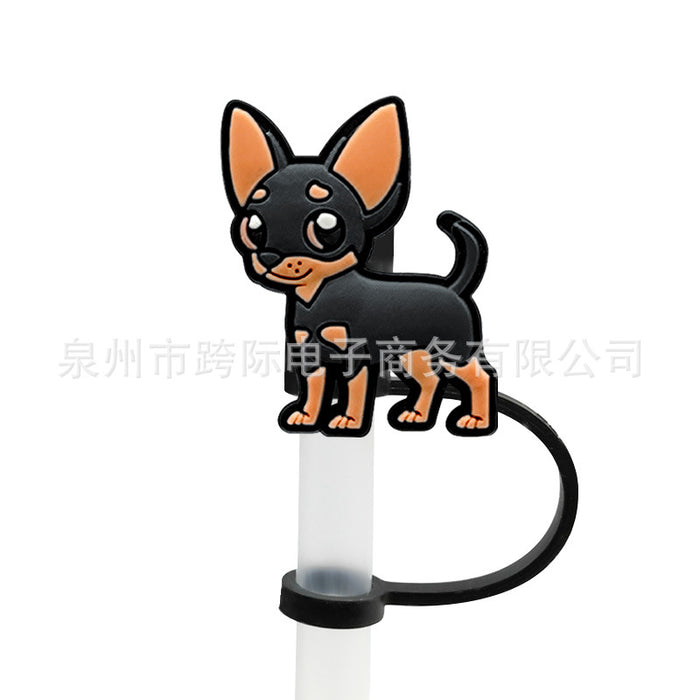 Wholesale 10pcs Silicone Cartoon Puppy Straw Cover JDC-SCR-KuaJ007