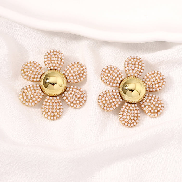 Wholesale Alloy Diamond Flower Earrings JDC-ES-YueLi026