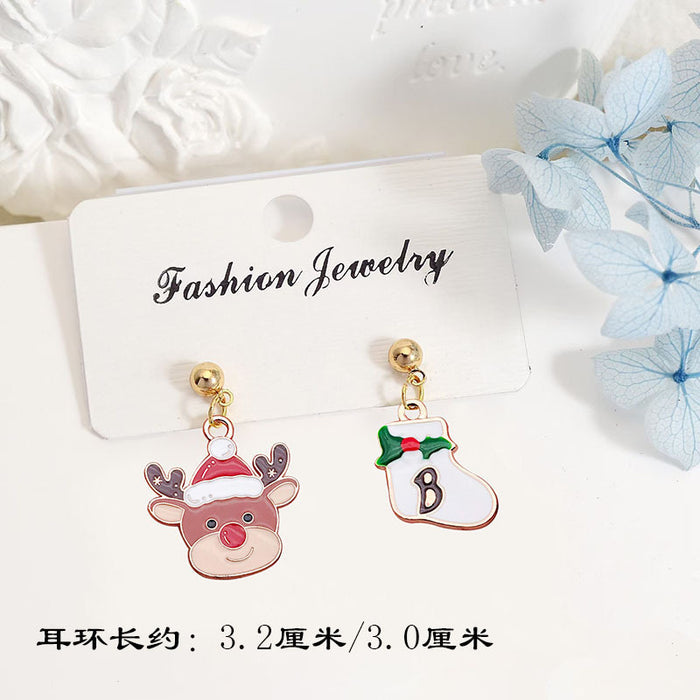 Wholesale Metal Electroplated Christmas Earrings Snowflake Elk Design Chic Fashion Access MOQ≥2 MOQ≥