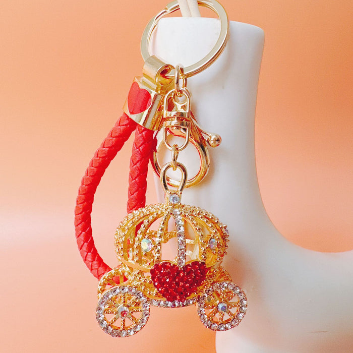 Wholesale Rhinestone Heart Pumpkin Zinc Alloy Keychain JDC-KC-ZhanLun012