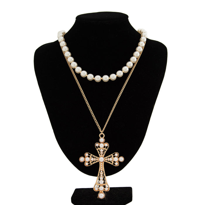 Wholesale  Pearl  All-match Necklace Inlaid Rhinestone y-shaped Necklace