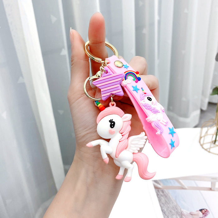 Wholesale Metal Rainbow Unicorn Pony Keychain Stylish Bag Charm For Students Great Gift For Everyday Use