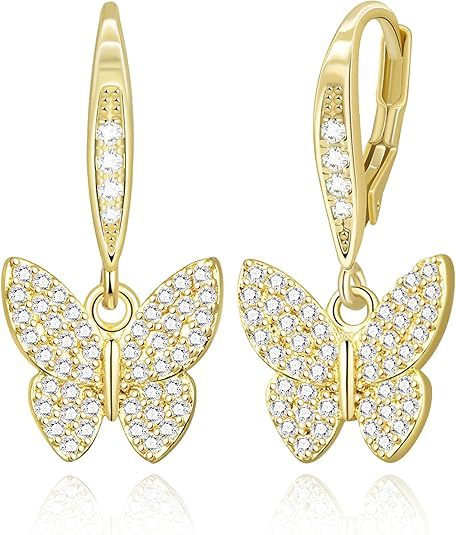 Wholesale Advanced feeling full diamond butterfly zircon jewelry necklace earrings plated with real gold, fashionable light luxury jewelry set