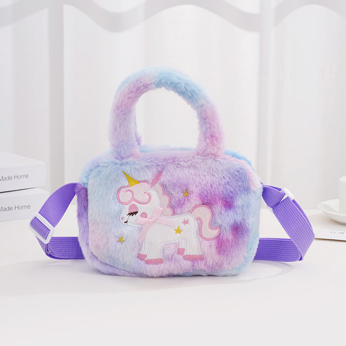 Wholesale Cartoon Unicorn Square Plush Shoulder Bag Kindergarten Boys and Girls Messenger Bag Cute Cartoon Handbag JDC-SD-SM004