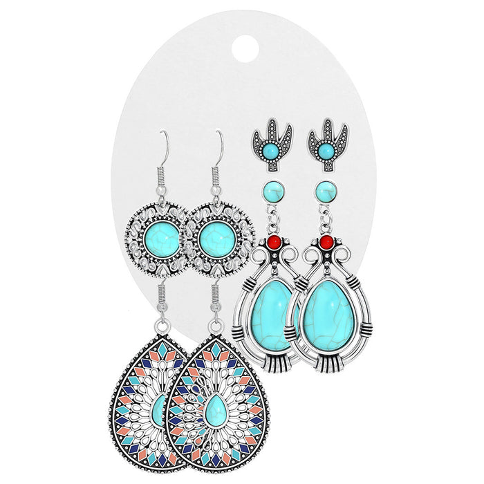 Wholesale Alloy Tassel Earring Set Retro Ethnic Style Bohemian Jewelry Accessory MOQ≥2