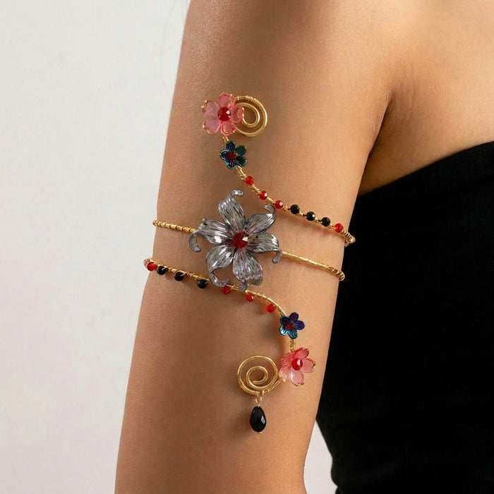Wholesale Bohemian style hand-wrapped flower armlet women' s ethnic style seashell flower armband