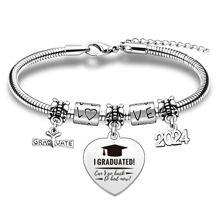 Wholesale Class of 2024 Stainless Steel Engraving Graduation Gift Bracelet JDC-BT-XKa001