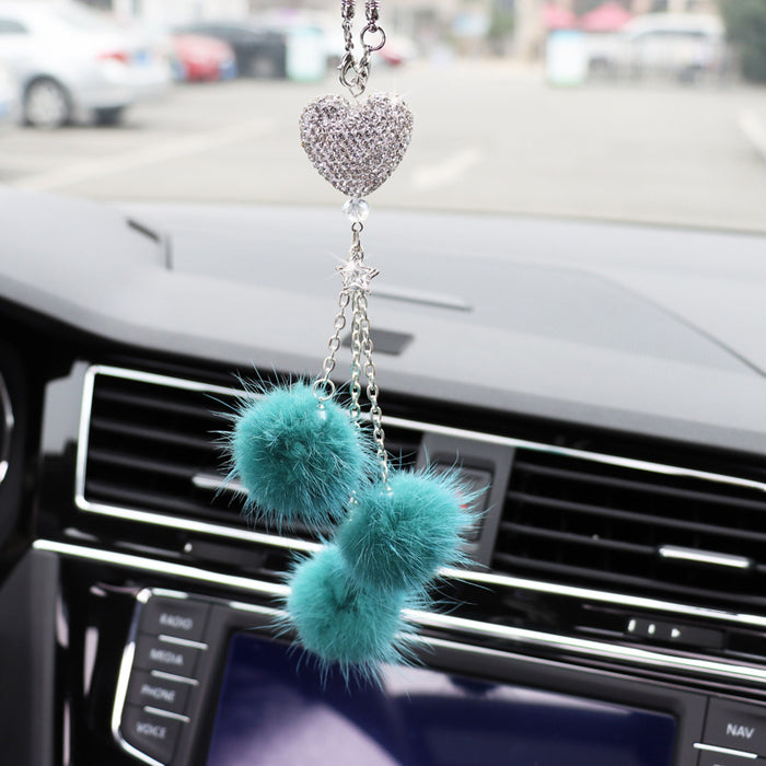 Wholesale Pink Plush Fur Ball Car Pendant Heart Design Car Interior Decoration