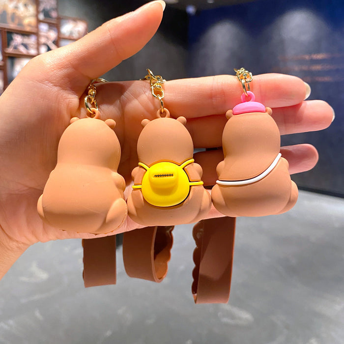 Wholesale Lovable Cabibala Keychain Cartoon Water Guinea Pig Doll Small Pendant Couple Key Chain School Bag Hanging Ornaments