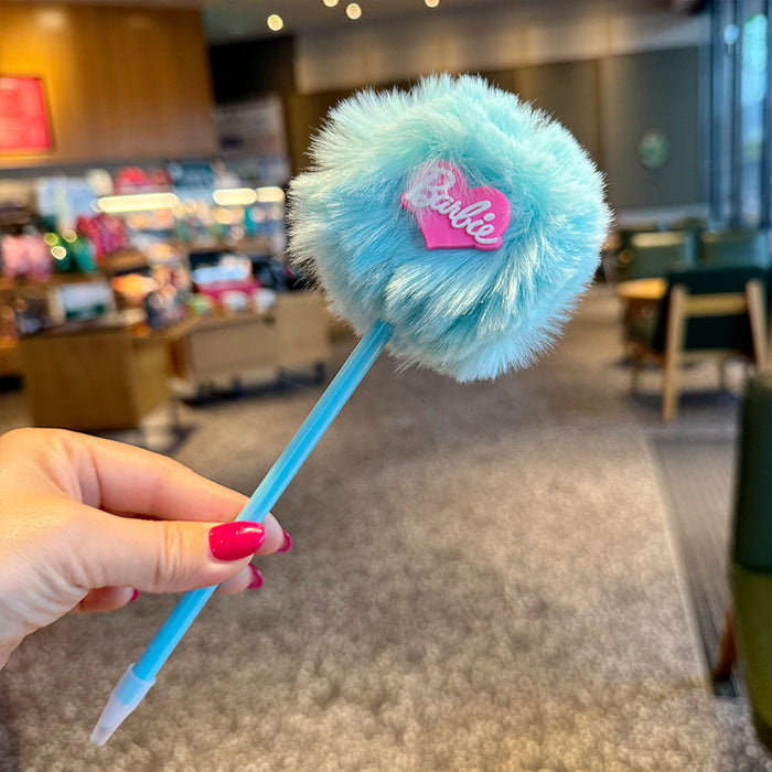 Wholesale Sweet  heart Plush ball ballpoint pen  dopamine color signature pen