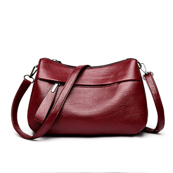 Wholesale Women's Bag Three-layer Large Capacity Single Shoulder Crossbody Soft Leather Light Luxury Mother Bag