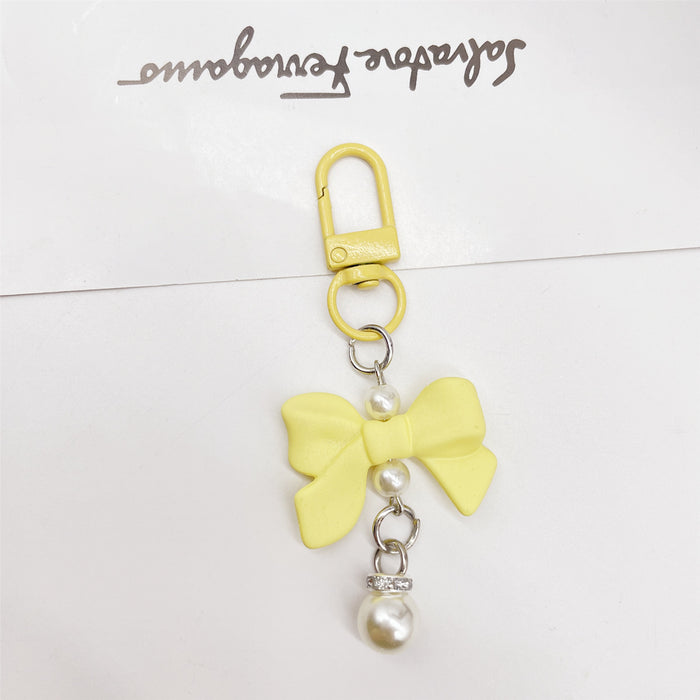 Wholesale Soft Touch Lacquer Bow Keychain Mixed Color Plastic Bag Charm MOQ≥2