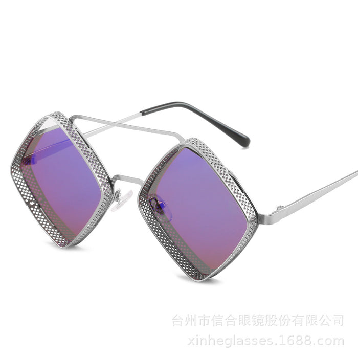 Wholesale Metal Rhombus Double-Bridge Sunglasses
