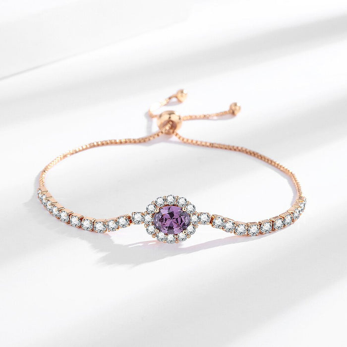 Wholesale Purple Zircon Bracelet Earrings Ring Necklace sets