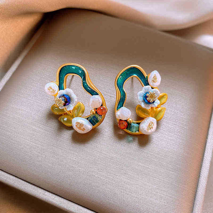 Wholesale Baroque Pearl Earrings Women's 925 Silver Needle