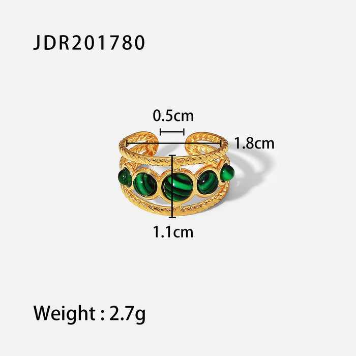 Wholesale Natural stone ring, versatile gemstone bracelet, titanium steel open ring